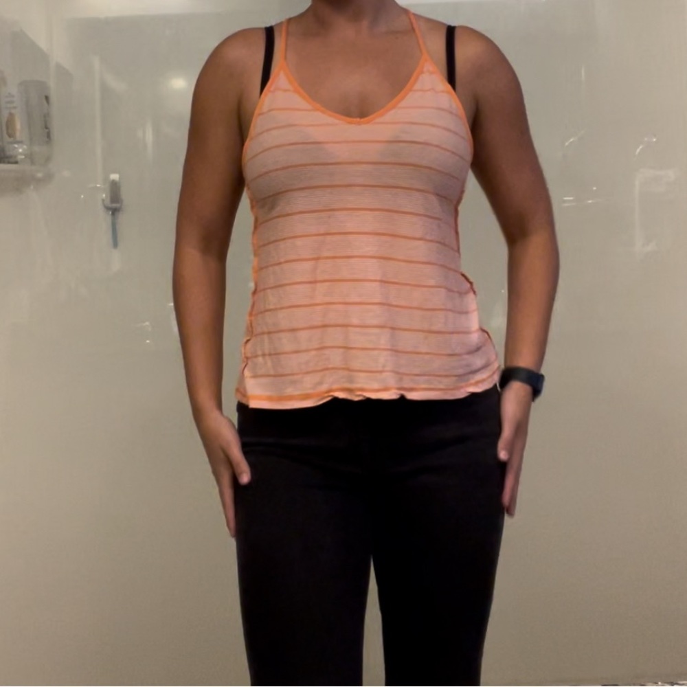 Coral striped Volcom Beach Tank Top